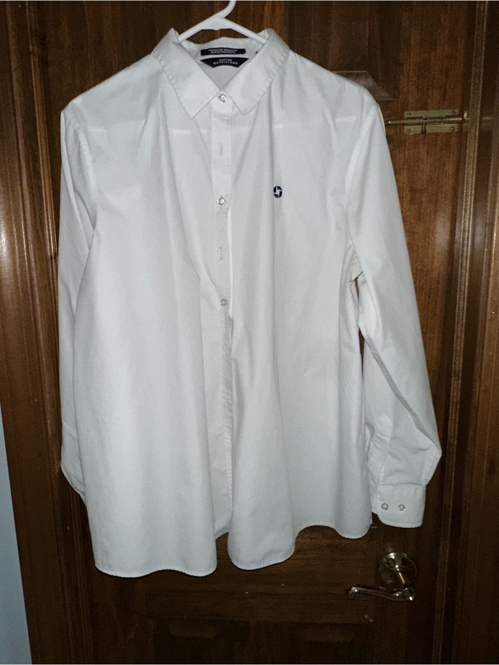 Lands' End Chase Maternity White Long-Sleeve Button-Down Dress Shirt